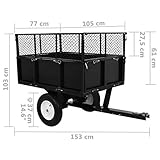 Tidyard Gartenwagen Rasentraktor-Anhänger Rasentraktoren Gartenanhänger 153 x 77 x 103 cm,300 kg,Transportwagen Bollerwagen Handwagen Strandwagen,Seitenwände abklappbar und nach hinten kippbar,Stahl - 3