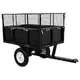 Tidyard Gartenwagen Rasentraktor-Anhänger Rasentraktoren Gartenanhänger 153 x 77 x 103 cm,300 kg,Transportwagen Bollerwagen Handwagen Strandwagen,Seitenwände abklappbar und nach hinten kippbar,Stahl - 4