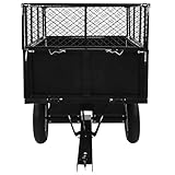 Tidyard Gartenwagen Rasentraktor-Anhänger Rasentraktoren Gartenanhänger 153 x 77 x 103 cm,300 kg,Transportwagen Bollerwagen Handwagen Strandwagen,Seitenwände abklappbar und nach hinten kippbar,Stahl - 2