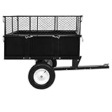 Tidyard Gartenwagen Rasentraktor-Anhänger Rasentraktoren Gartenanhänger 153 x 77 x 103 cm,300 kg,Transportwagen Bollerwagen Handwagen Strandwagen,Seitenwände abklappbar und nach hinten kippbar,Stahl - 6